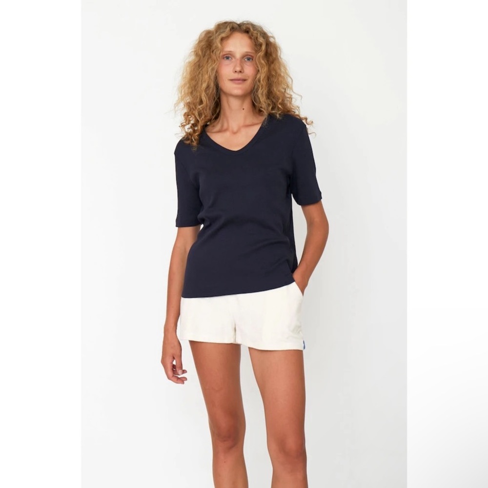 Kule Ribbed Inez V Neck shirt - Medium- Navy - great condition